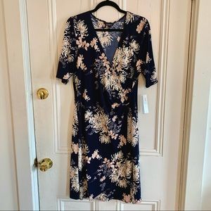 Navy Blue Floral Glamour Dress